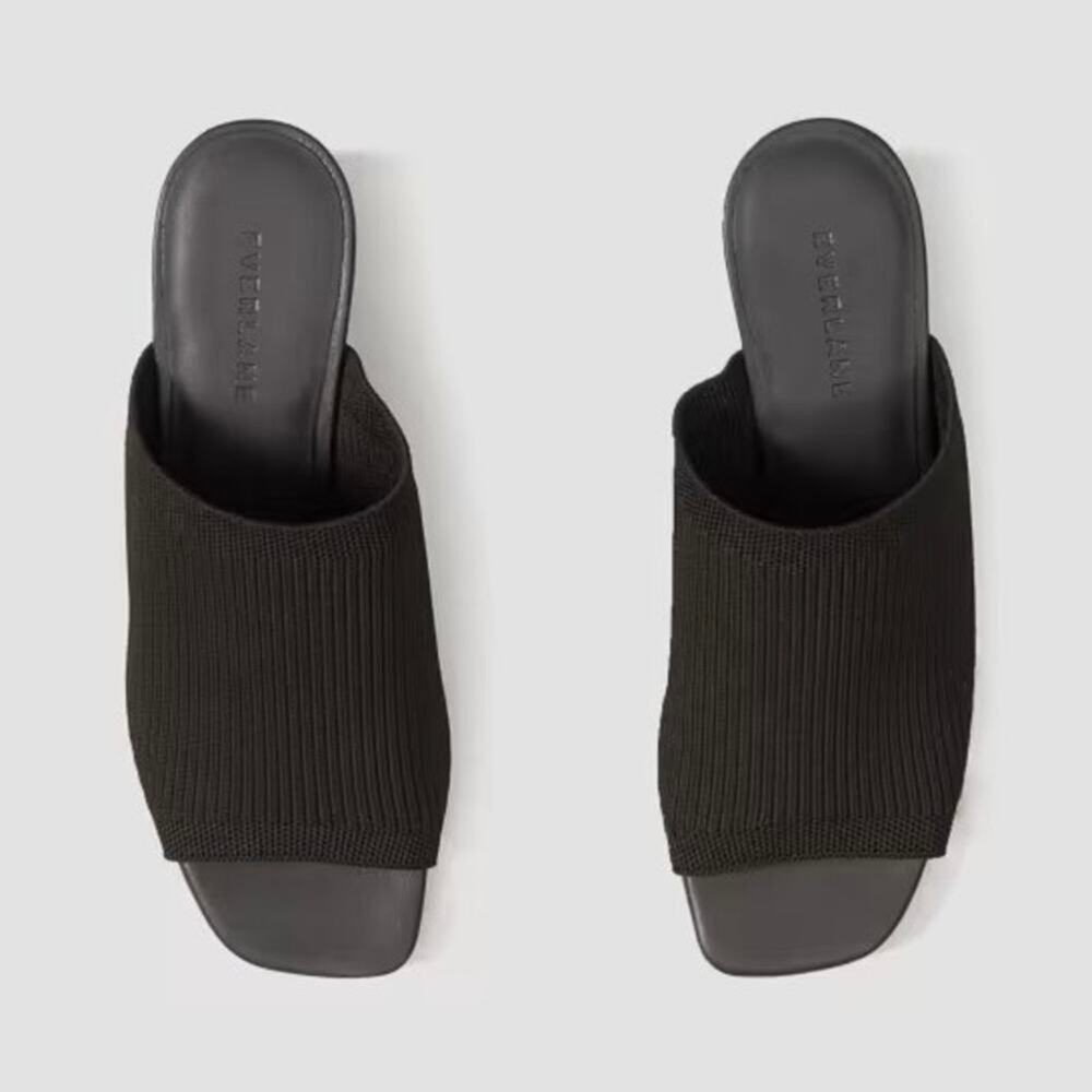 Everlane Black Knit Open-Toe Block Heel Mules - Picture 4 of 8